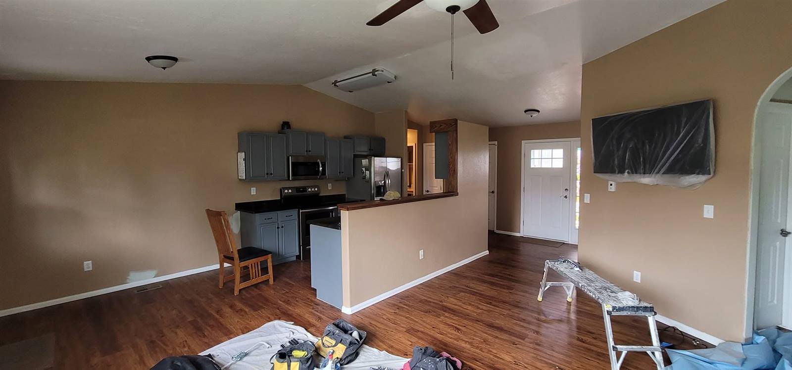 Living room and kitchen after interior repaint